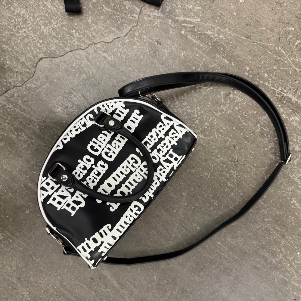 Hysteric Glamour Bowling Bag Women OS Black Excellent Y2K Logo Print Crossbody